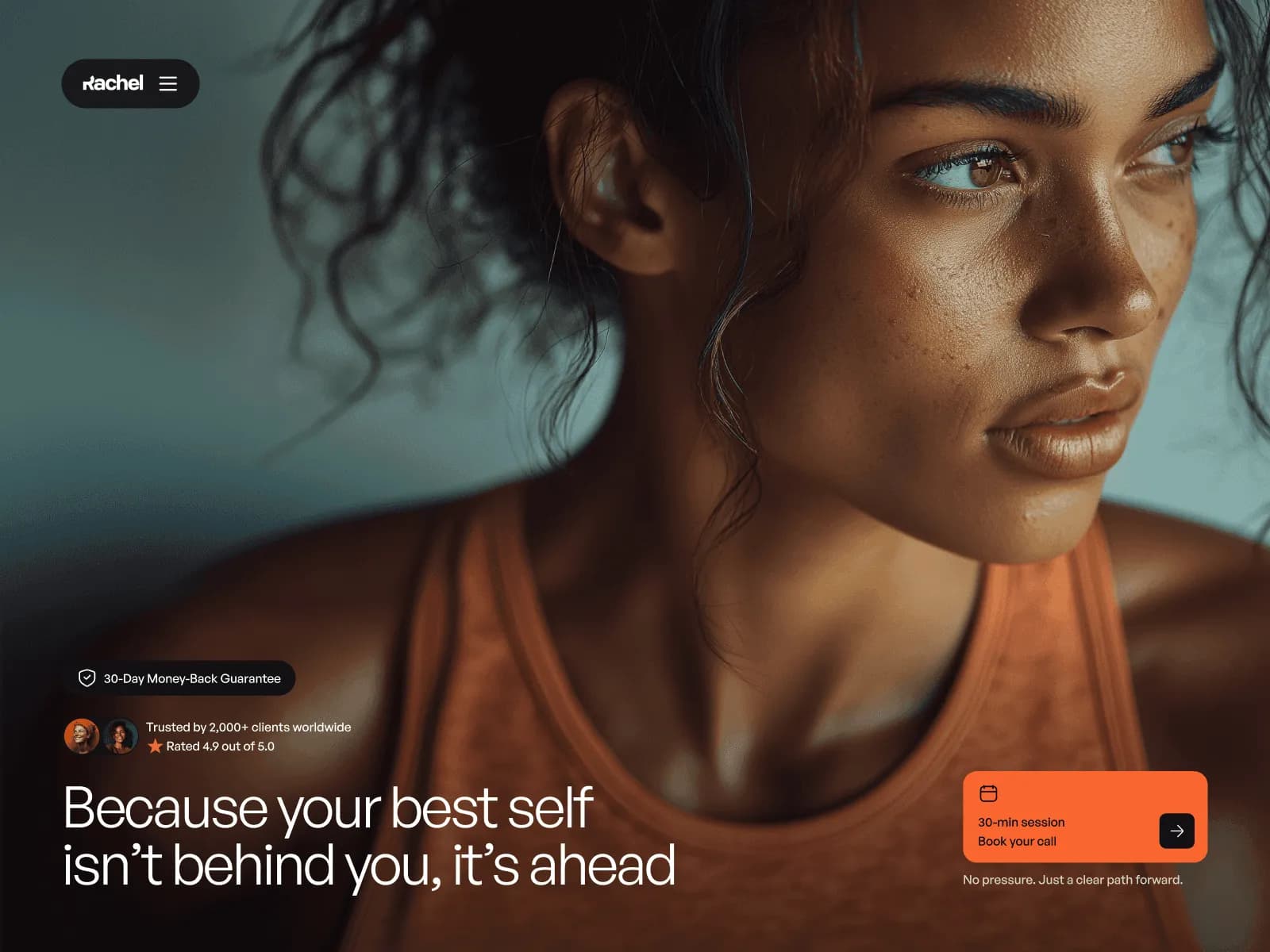 Fitness trainer website template with a bright accent colour